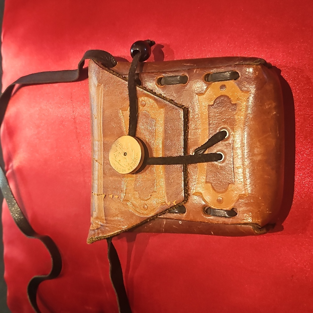 Vintage Collectors Leather Hand Carved Small Shoulder Purse